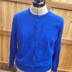 LANDS" END women's button front cardigan Bright blue SMALL PETITE